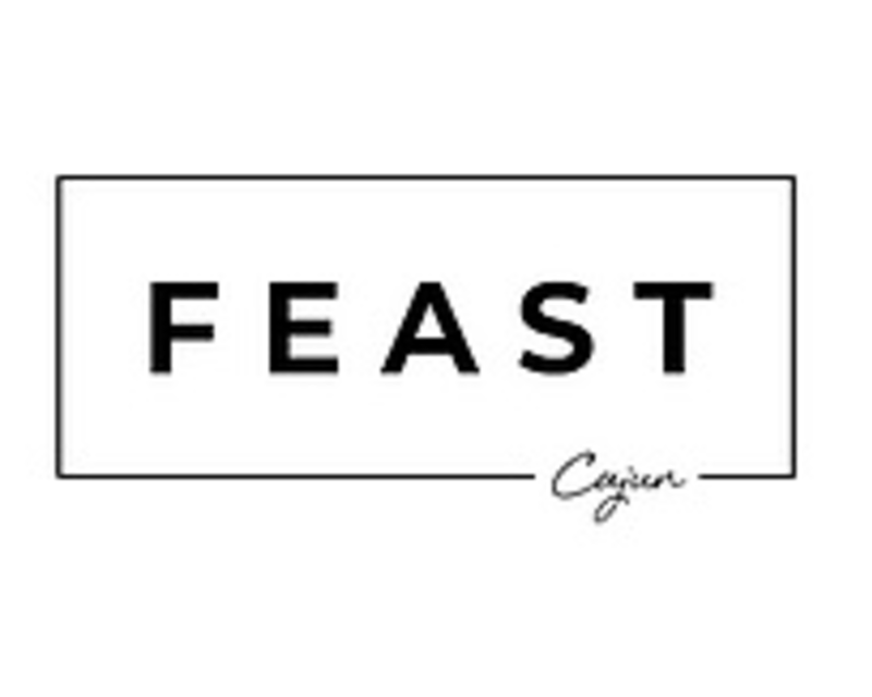 Cajun Feast, located at www.feastca.com 206 3rd Street, Davis, CA logo